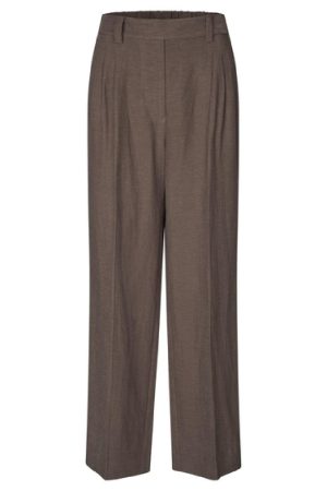 Second Female - Lino Trousers 57098 - Chocolate Brown 6139 Online