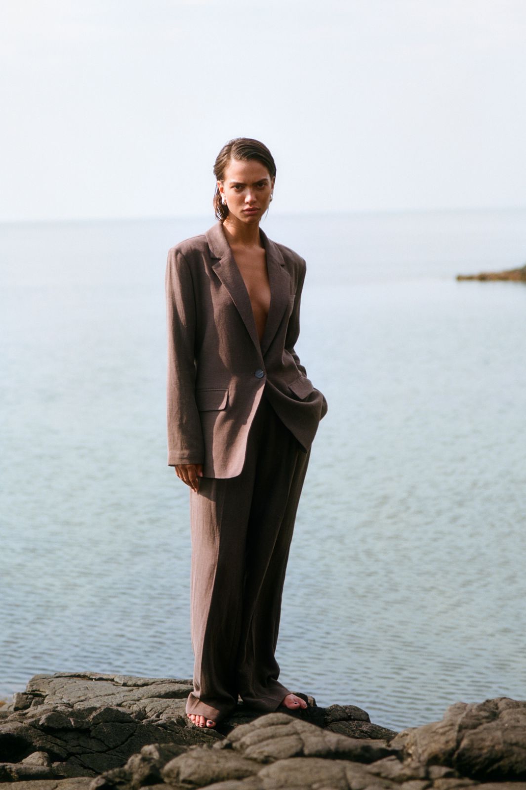 Second Female - Lino Trousers 57098 - Chocolate Brown 6139 Online