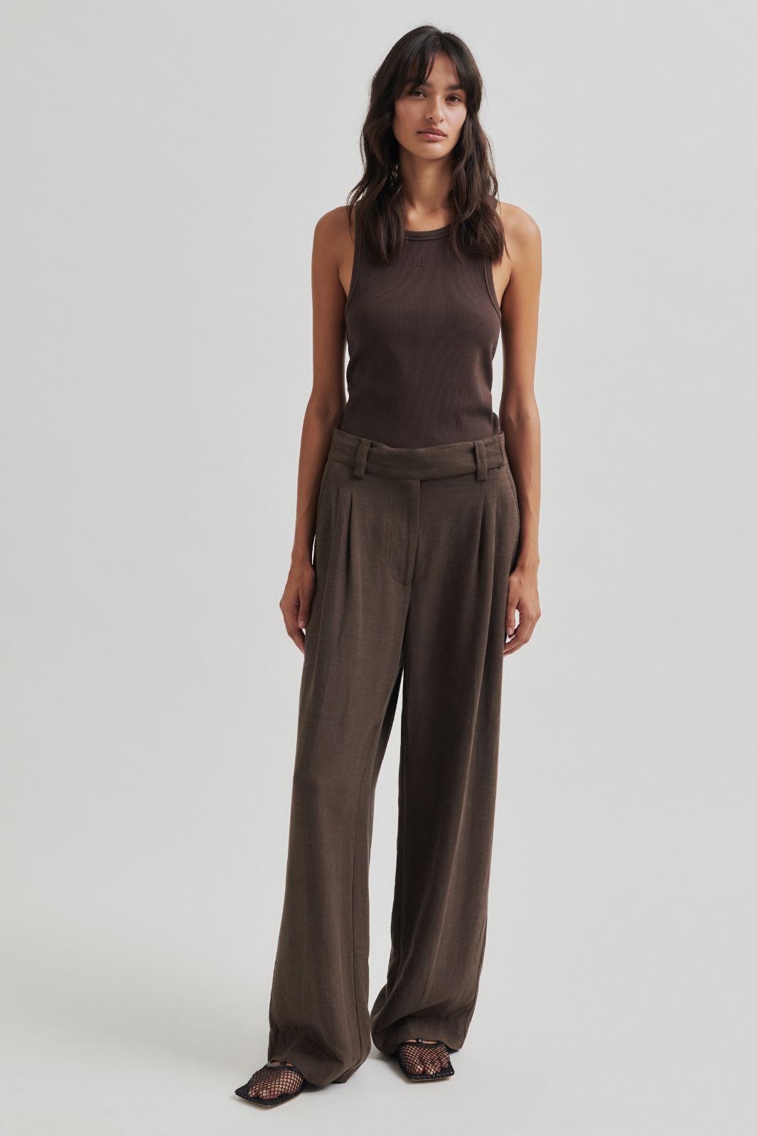 Second Female - Lino Trousers 57098 - Chocolate Brown 6139 Online