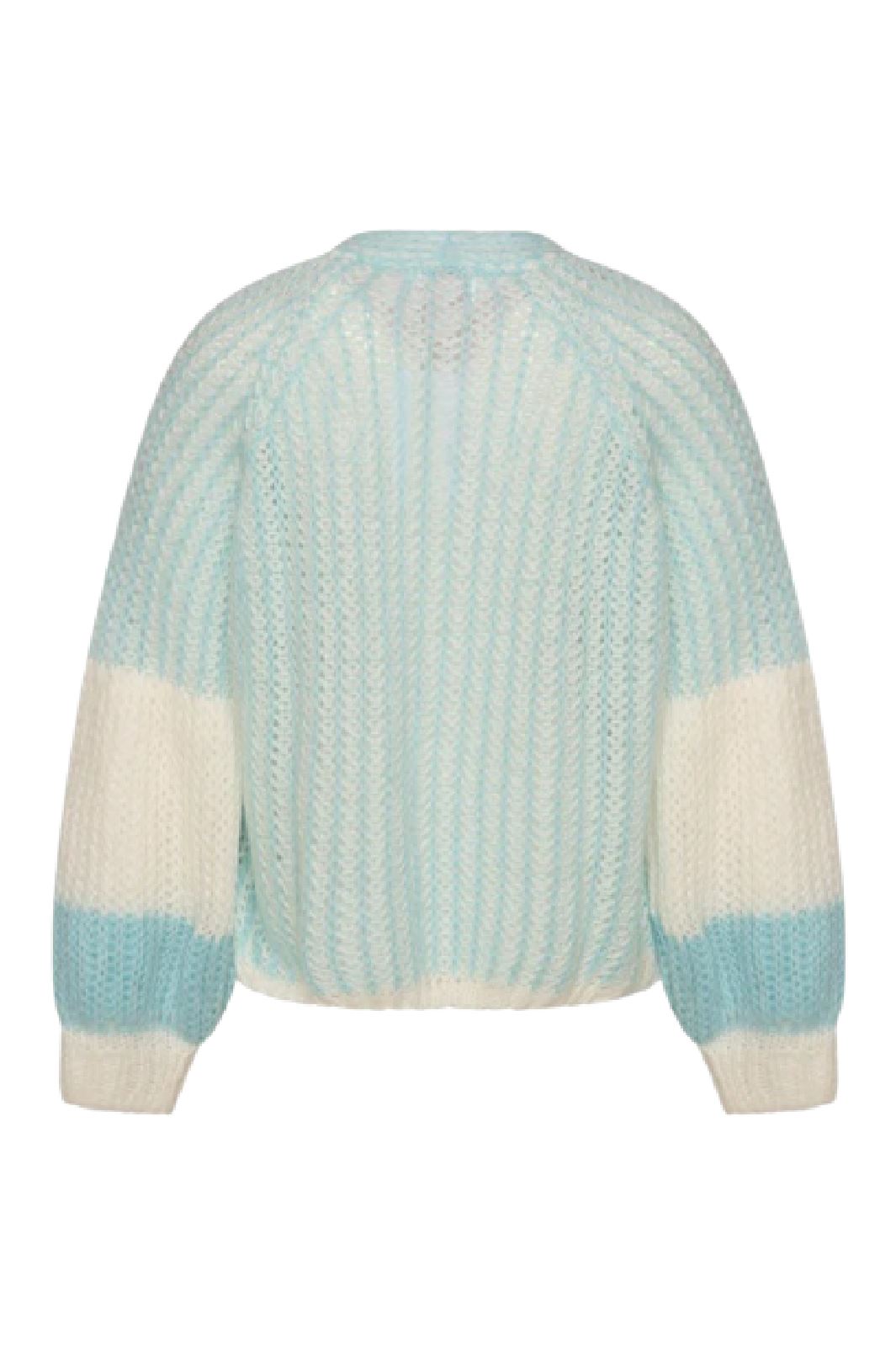 Noella - Liana Knit Cardigan - White/Light Blue Online nu