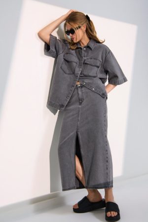 Only - Onlsophie Long Skirt - 4655081 Medium Grey Denim