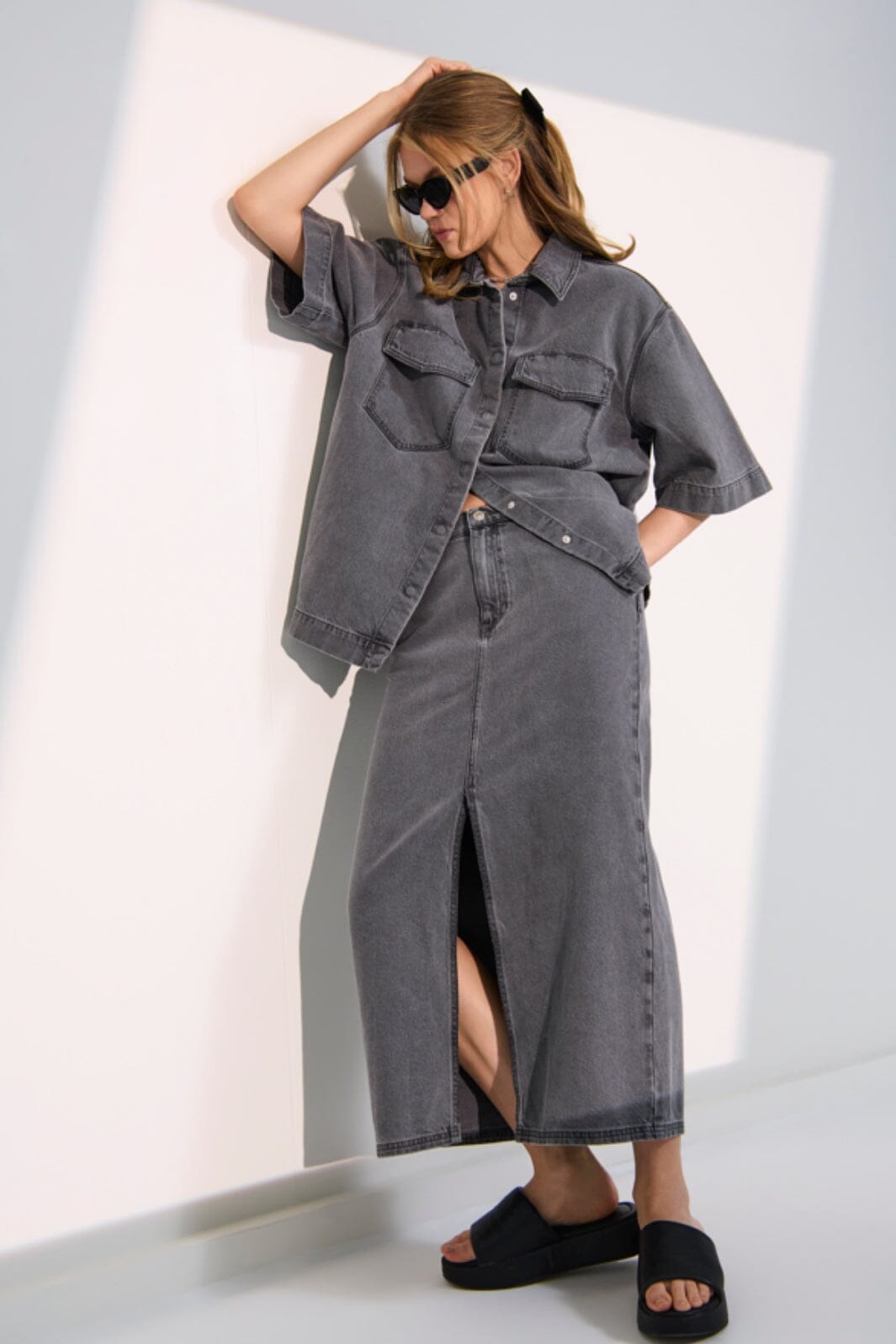 Only - Onlsophie Long Skirt - 4655081 Medium Grey Denim