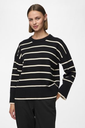 Pieces - Pcmathilde Ls O-Neck Knit - 4542675 Black Birch Online nu