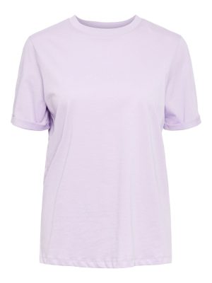 Pieces - Pcria Ss Fold Up Solid Tee - Lavendula