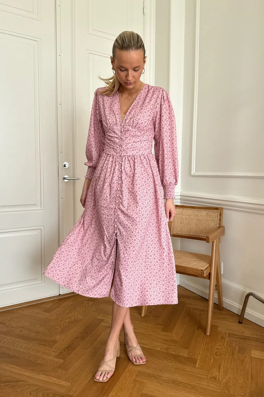 BYIC - Adelic Long Dress - pfsp Pink Flower Stem Print Levere