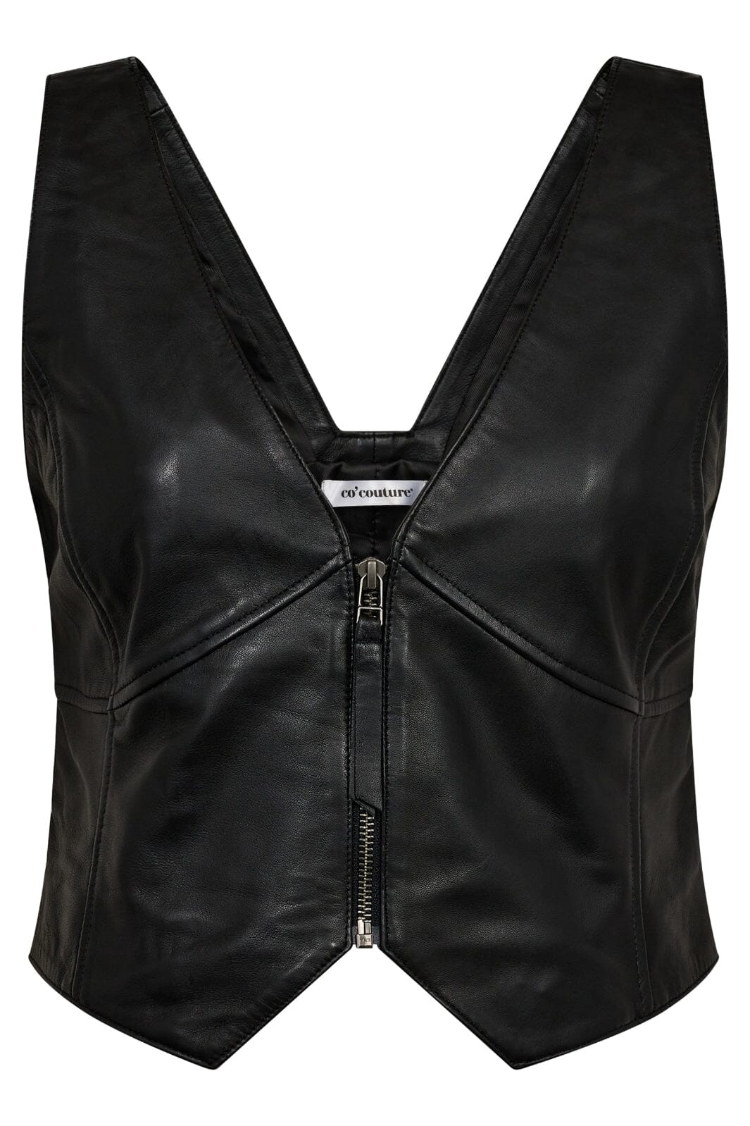 Co´couture - Phoebecc Leather Zip Vest 35731 - 96 Black Online nu