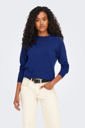 Only - Onlrica Life L/S Pullover Knt - 3951720 Surf The Web W. Melange