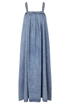 Forudbestilling - Lollys Laundry - Lungoll Maxi Dress Sl25205-3002 - 100 Washed Denim