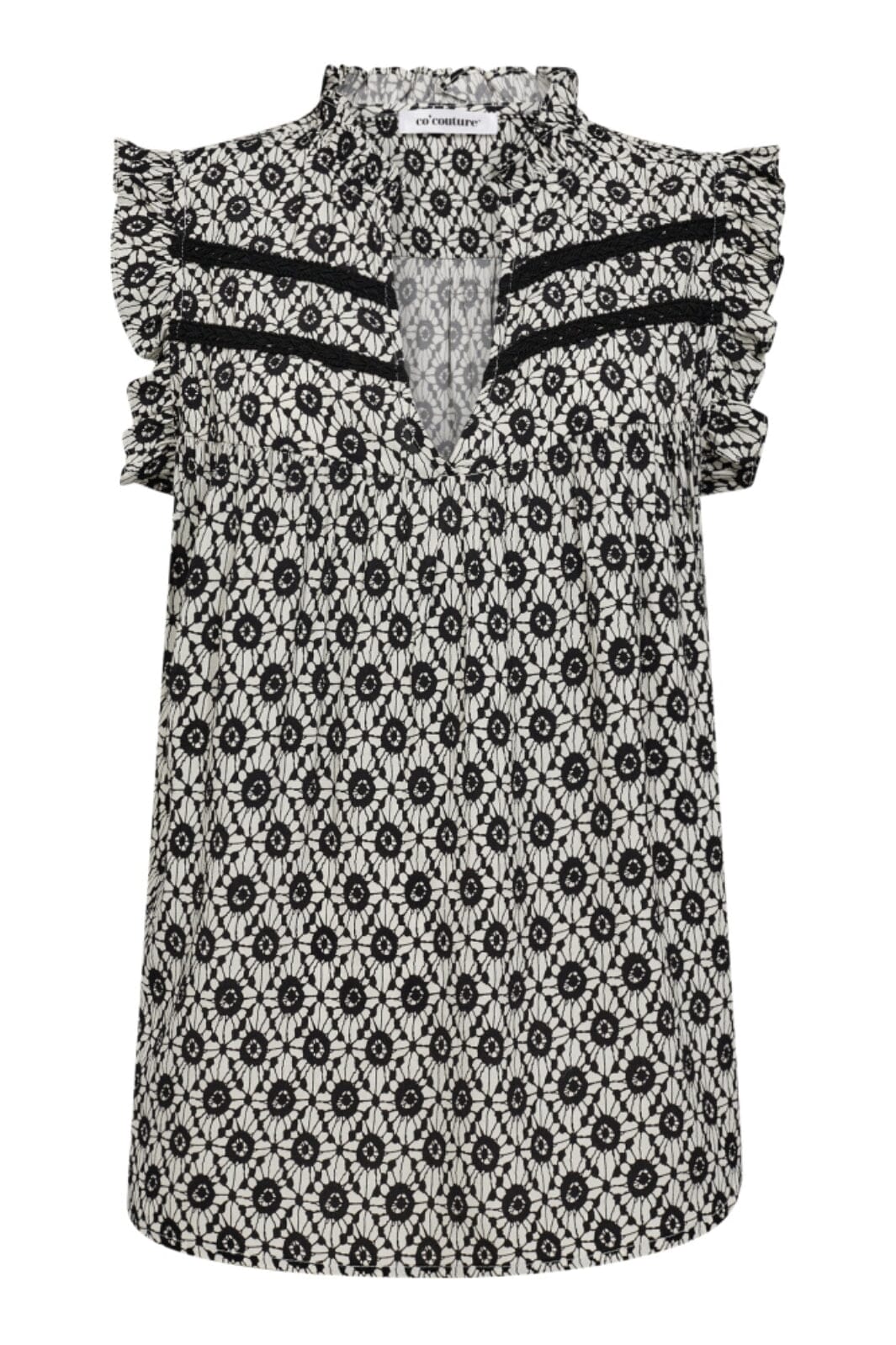 Co´Couture - Sofiacc Top 35852 - 1196 - Offwhite-Black Udsalg