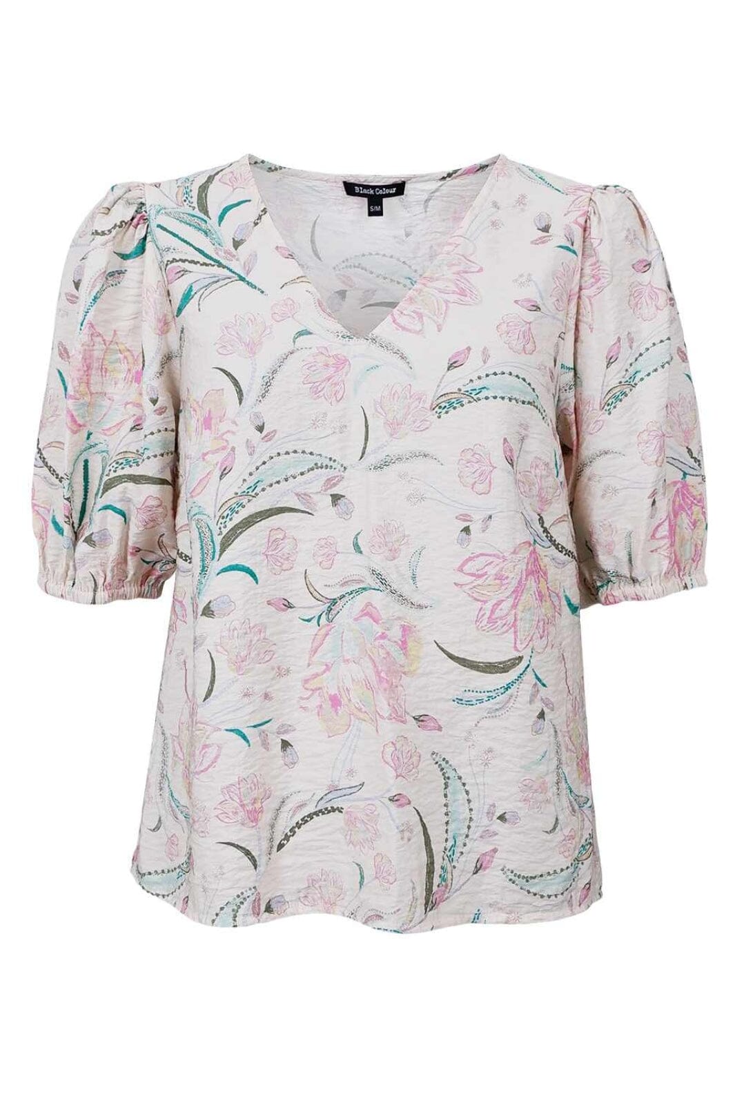 Forudbestilling - Black Colour - Bccassandra Ss Blouse 40882 - Off White Rose
