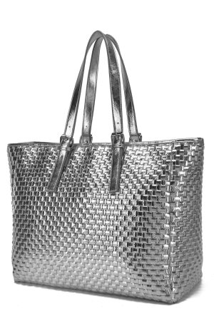 Forudbestilling - Núnoo - Maxi Shopper Braided Recycled Cool 70239111 - Silver