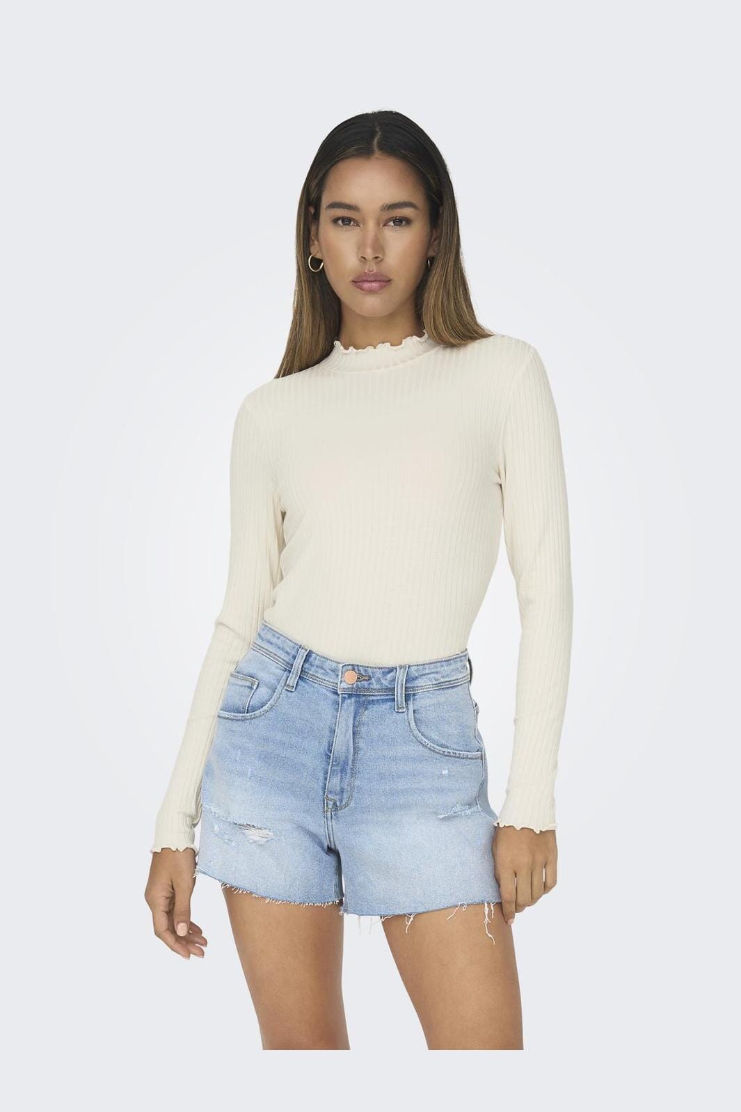 Jdy - Jdyfransiska Life L/S Hi-Nck Top Jr - 4048245 Whitecap Gray på udsalg