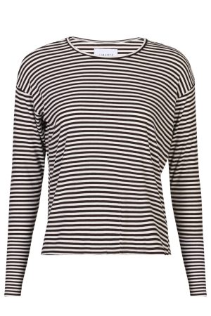 Liberte - Natalia-Ls-Boxy-Blouse - D. Brown Creme Small Stripe