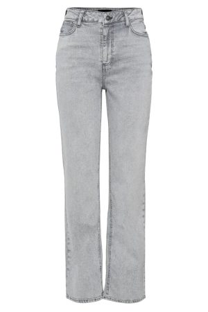 Pieces - Pckelly Straight Jeans Lg - 4645342 Light Grey Denim Hot på udsalg