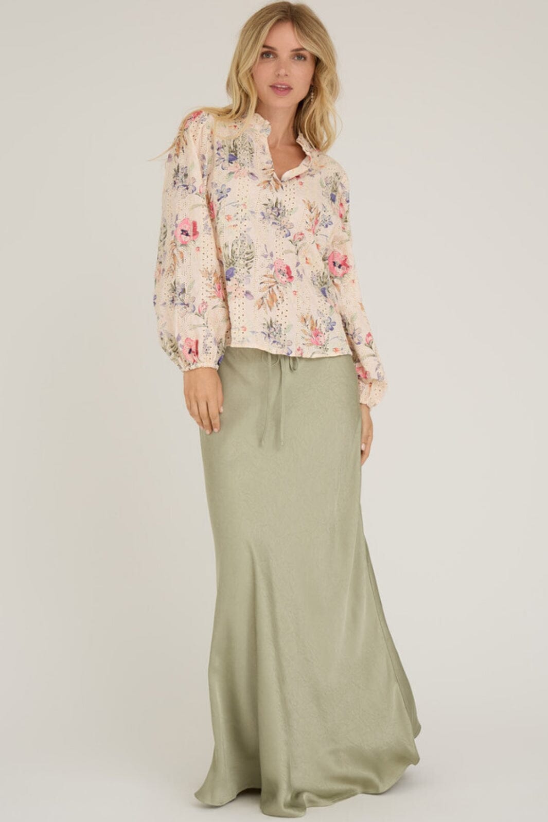 Forudbestilling - A-View - Grete Blouse - 308 Sand/Dusty Green