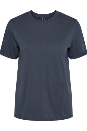 Pieces - Pcria Ss Fold Up Solid Tee - Ombre Blue