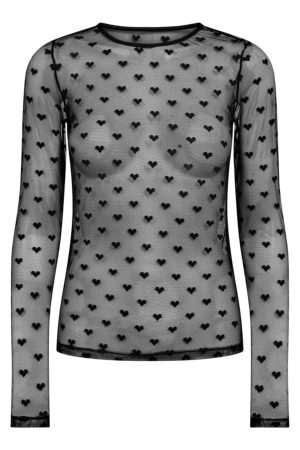 Liberte - Isa-Ls-Lace-Blouse - Black Heart på udsalg