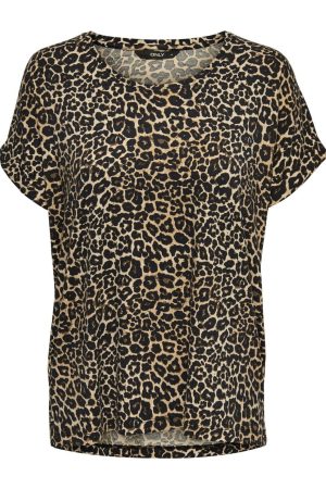 Only - Onlmoster S/S Top - 3122493 Black Leo Aop på udsalg