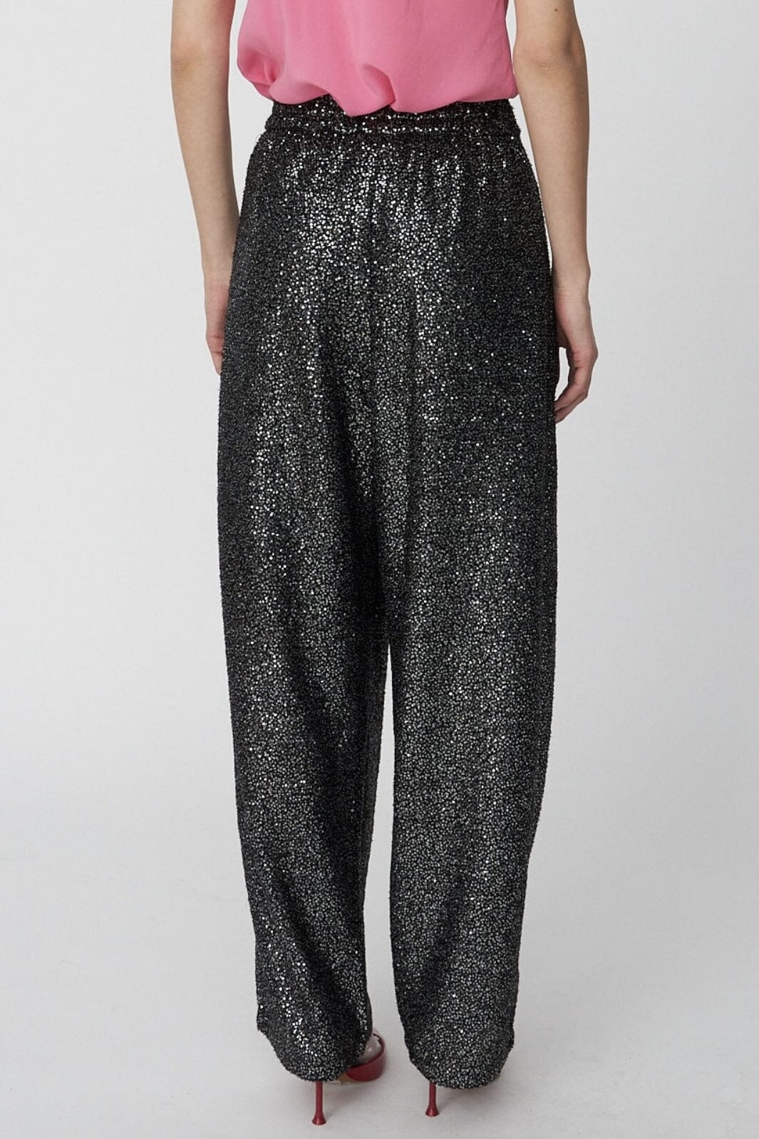 Stella Nova - Sequins Lamé Pants - 978 Black Metallic
