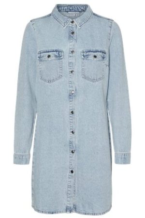 Vero Moda - Vmjennie Ls Short Denim Dress Mix - 4524290 Light Blue Denim