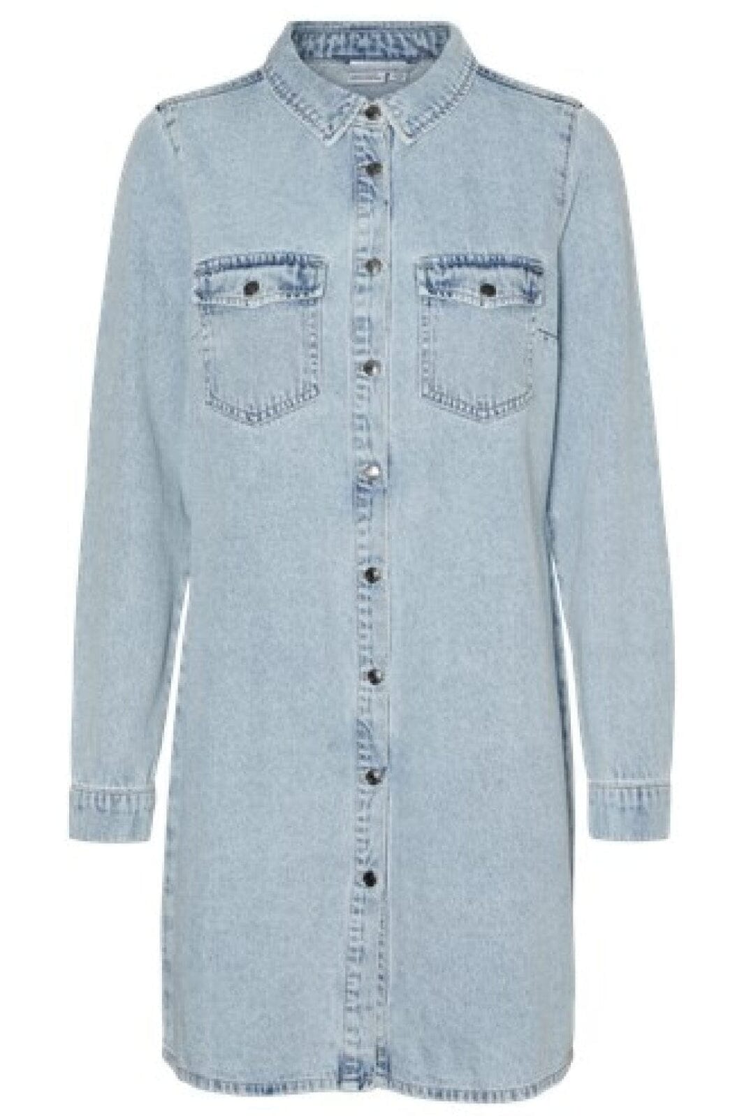 Vero Moda - Vmjennie Ls Short Denim Dress Mix - 4524290 Light Blue Denim