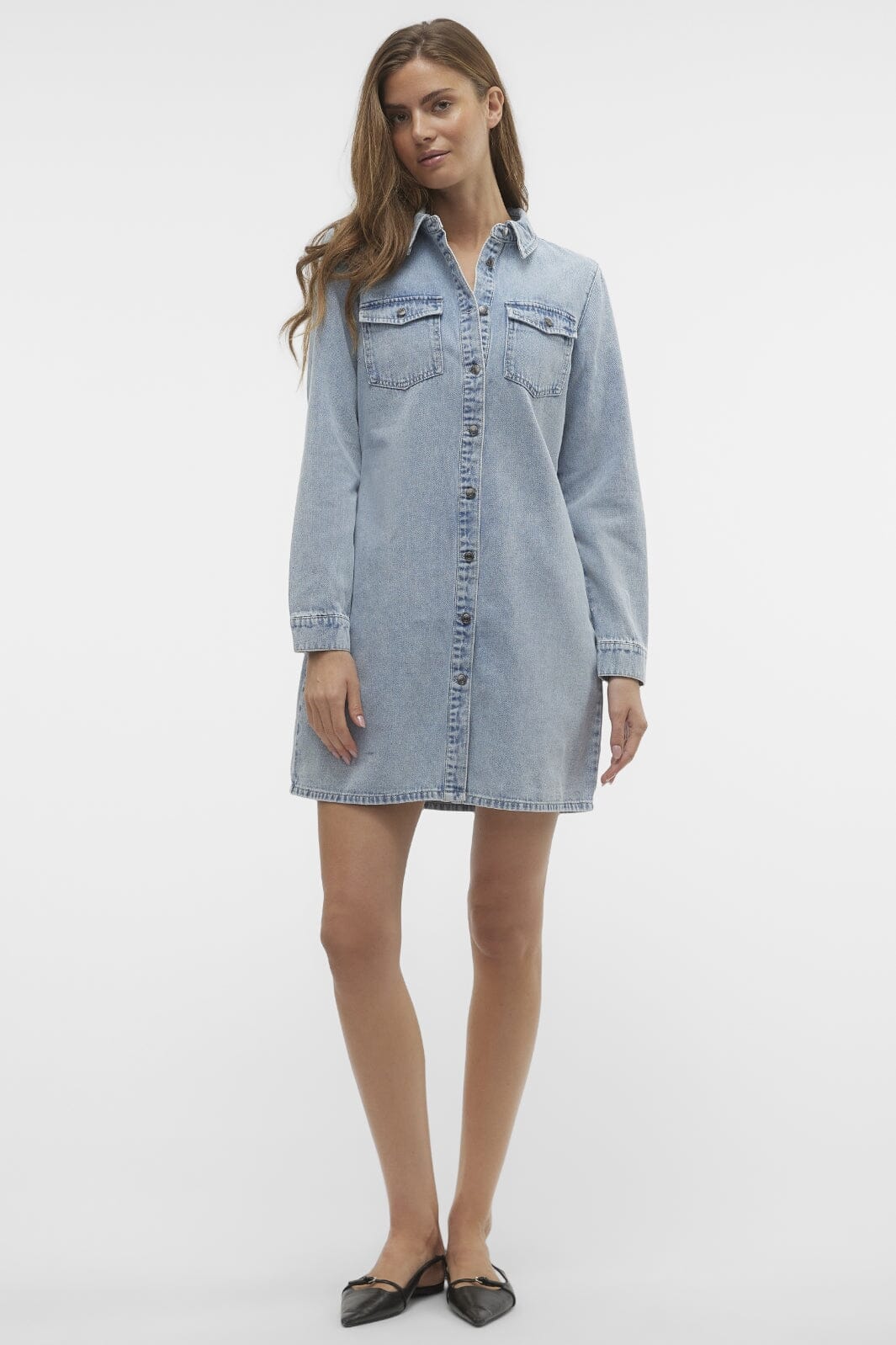 Vero Moda - Vmjennie Ls Short Denim Dress Mix - 4524290 Light Blue Denim