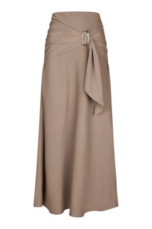 Forudbestilling - Neo Noir - Kit Dull Sateen Skirt 165565 - 811 - Dark Taupe Online nu