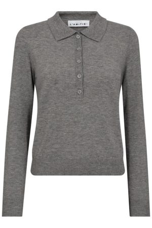 Haute L'Amitié - Premiere Ls Polo Knit HL10004 - Mid Grey