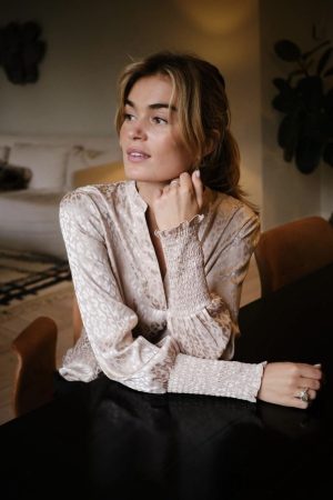 Neo Noir - Landa Leo Jacquard Blouse 164321 - Champagne