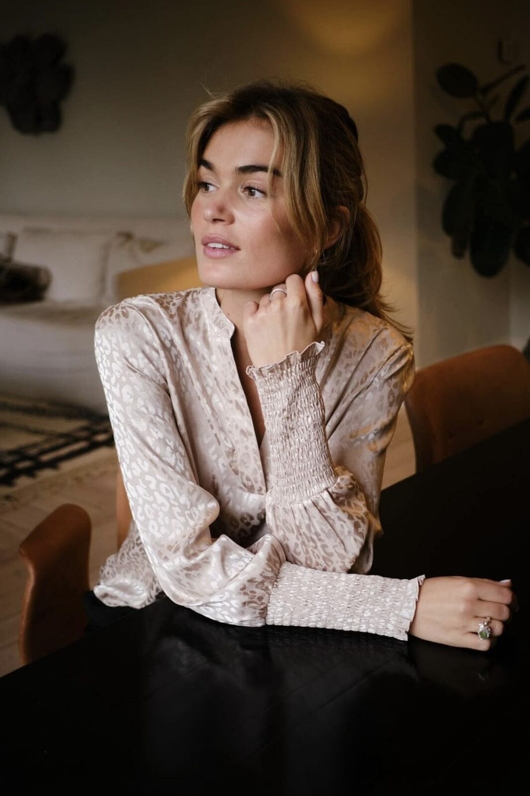 Neo Noir - Landa Leo Jacquard Blouse 164321 - Champagne