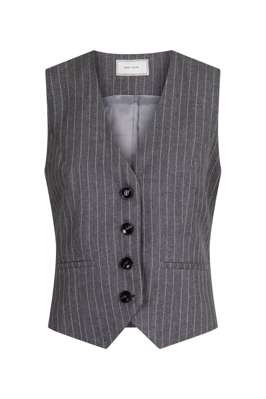 Neo Noir - Vendetta Pinstripe Waistcoat - Grey Melange