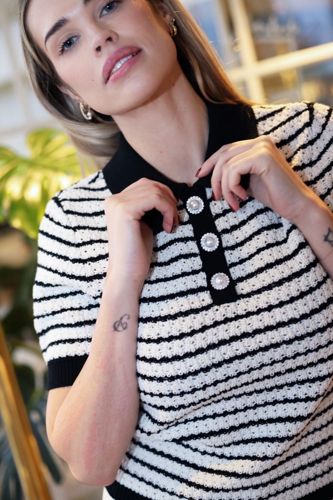 Cras - Charles Knit Blouse - 8031 8031 Black Stripe