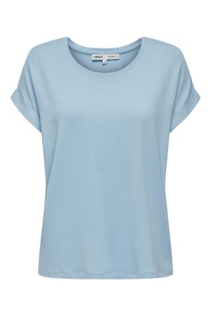 Only - Onlmoster S/S O-Neck Top - 4447962 Clear Sky Levere