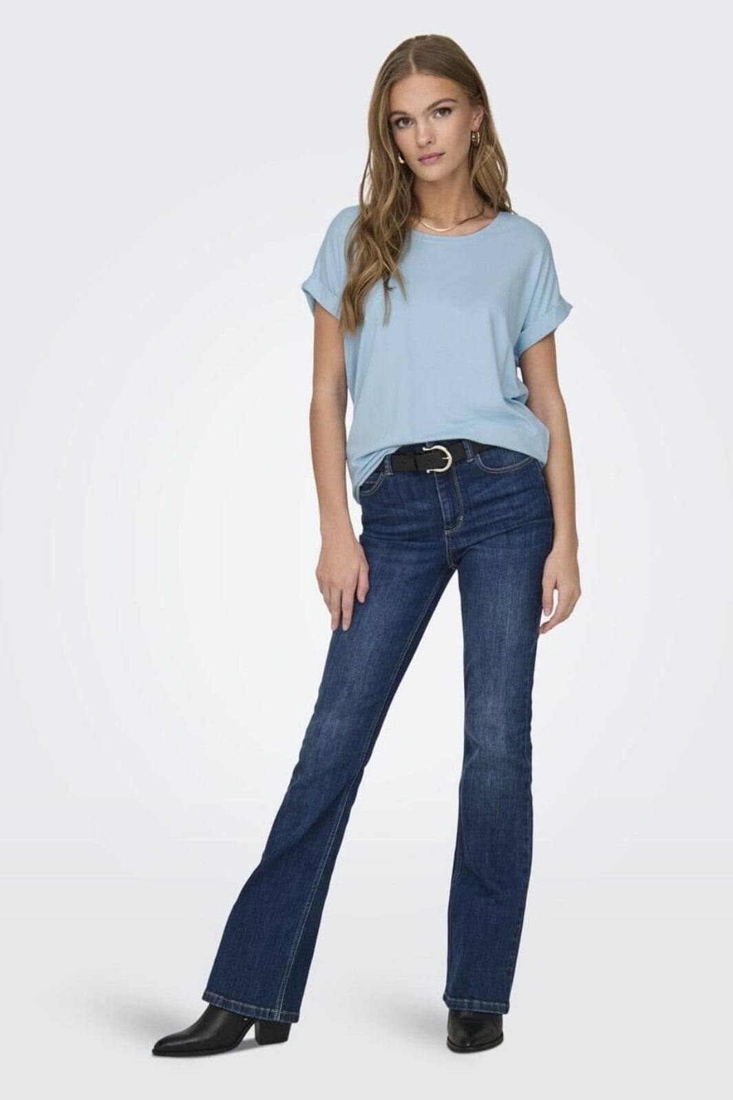 Only - Onlmoster S/S O-Neck Top - 4447962 Clear Sky Levere