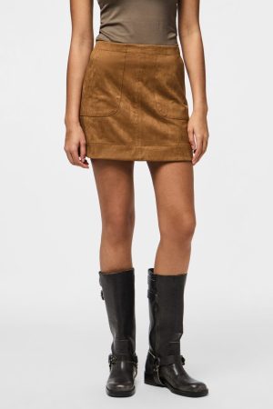 Pieces - Pcjuno Short Skirt Fsy - 4889512 Amber Brown Online Hot Salg