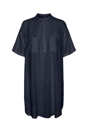 Vero Moda - Vmline 2/4 Linen Mix Tunic - 4774729 Navy Blazer
