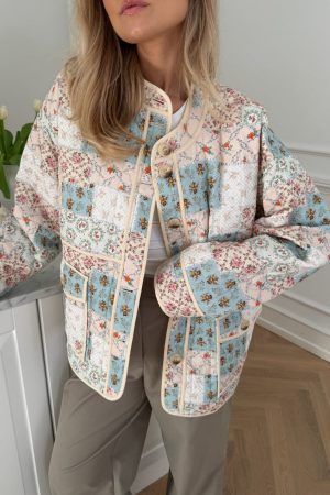 BYIC - Emmyic Quilted Jacket A23107 - Blue Multicolor Flower Print