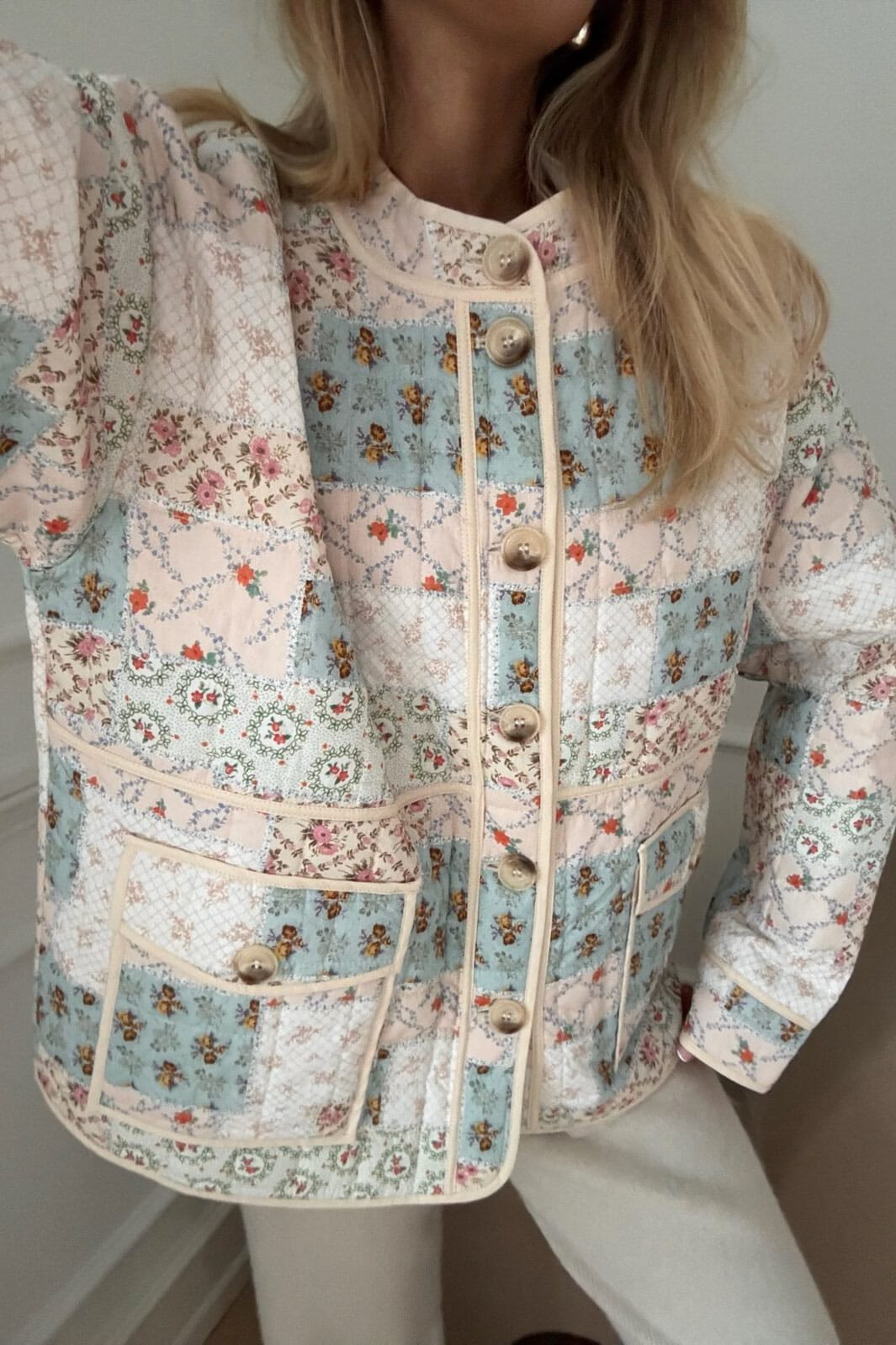 BYIC - Emmyic Quilted Jacket A23107 - Blue Multicolor Flower Print