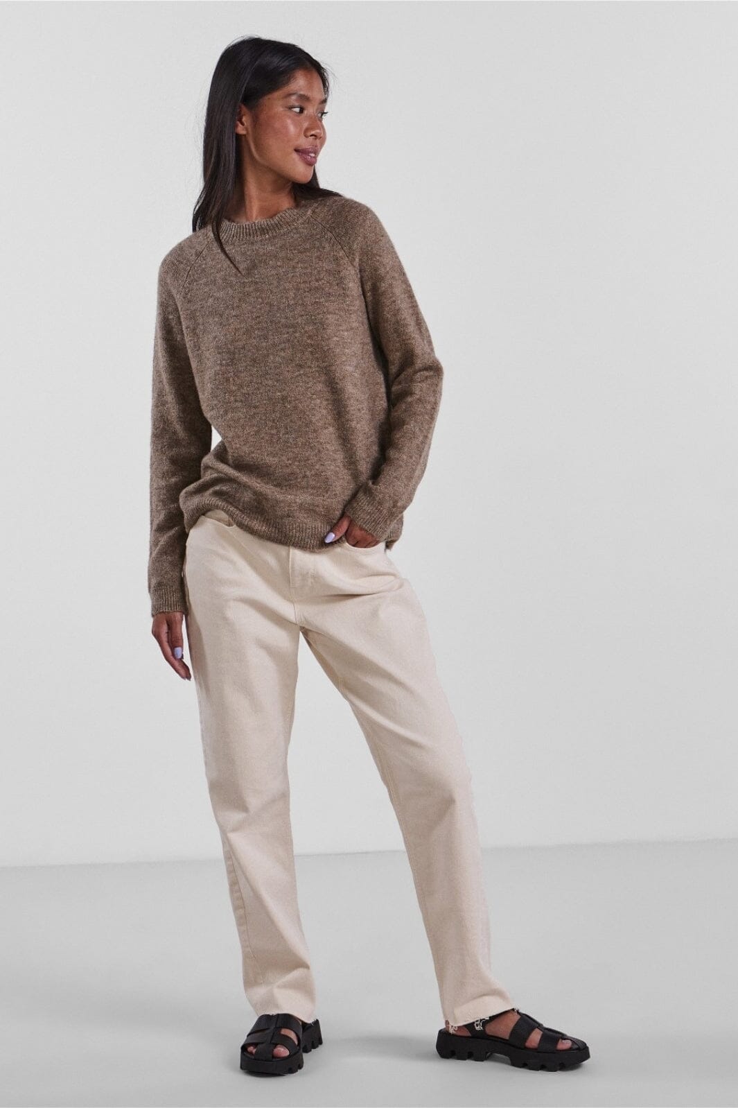 Pieces - Pcjuliana Ls O-Neck Knit - 3933835 Fossil