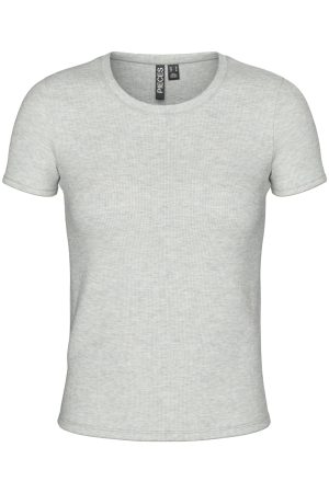 Pieces - Pcmay Ss Tee - 4640345 Light Grey Melange