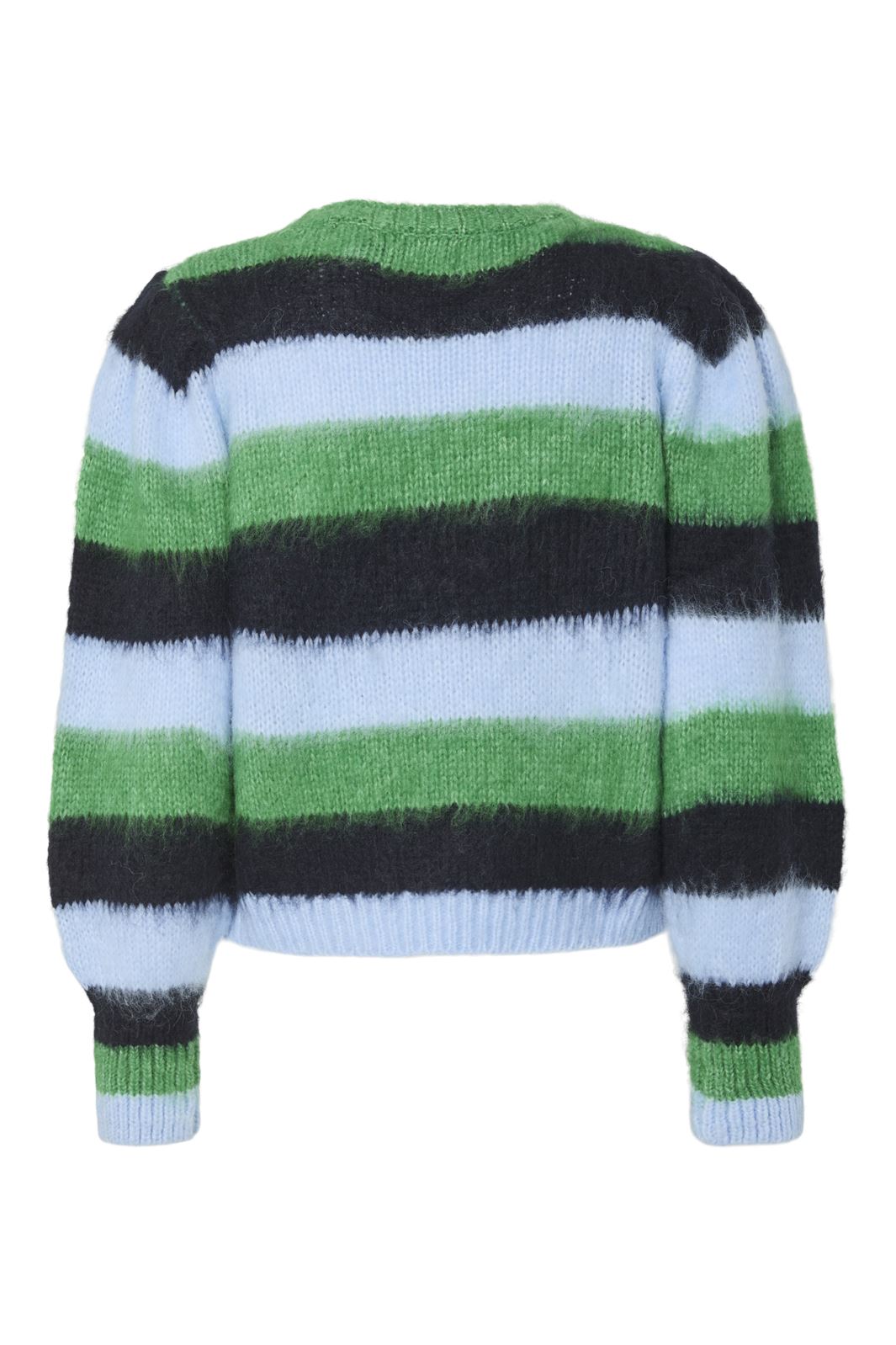 Pieces - Pcficca Ls Short Knit Fsy - 4752746 Fern Green Navy Blazer/Cashmere Blue Udsalg