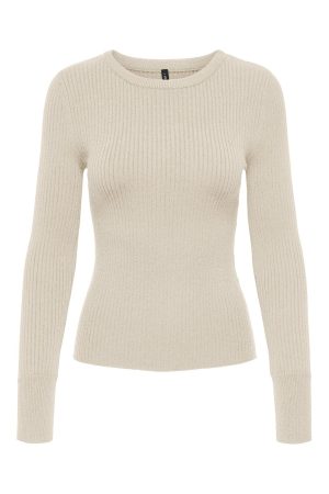 Only - Onlibi Ls Rib O-Neck Cc Knt - 4703800 Whitecap Gray Melange