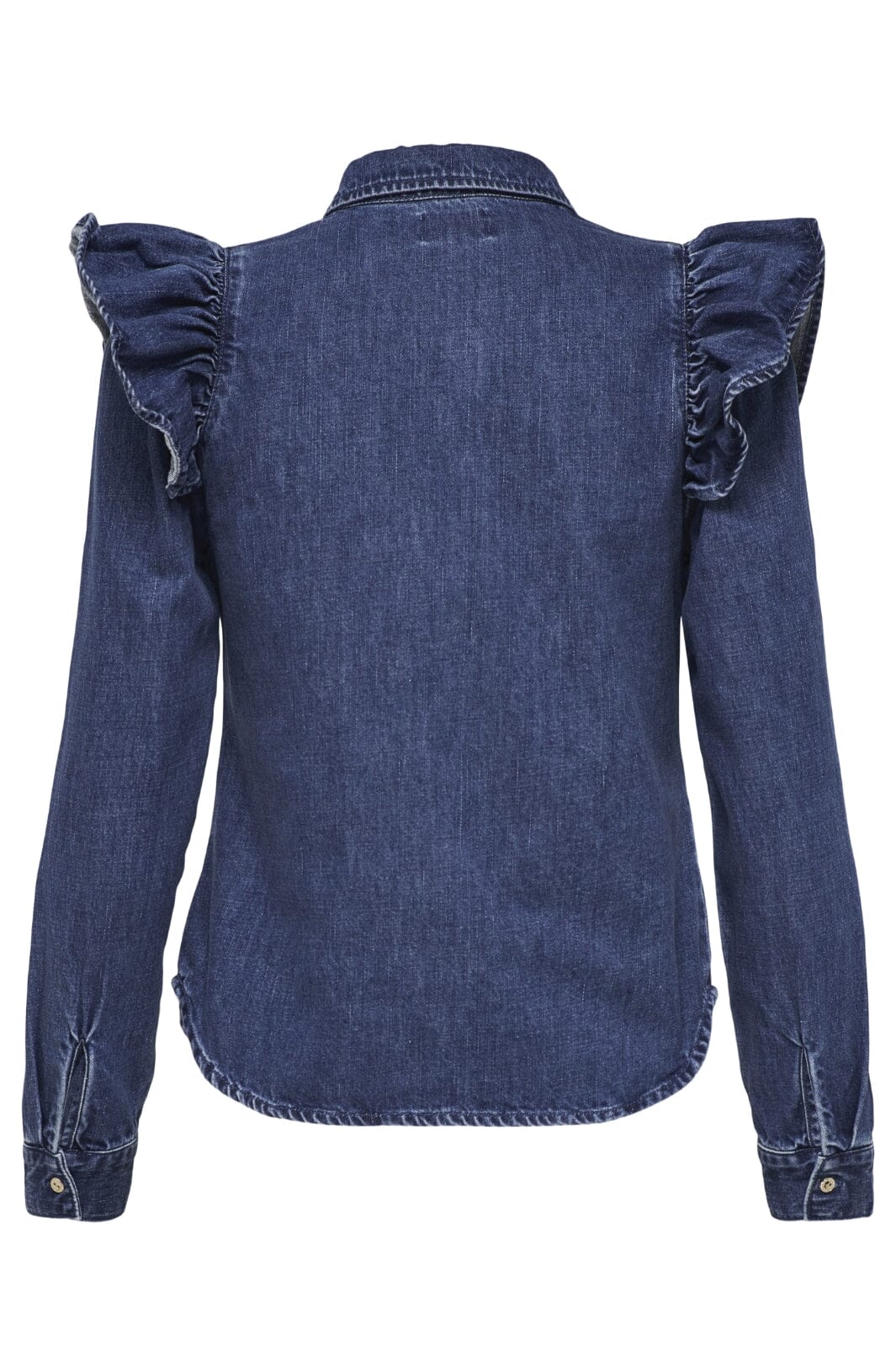 Only - Onlindigo Ls Frill Shirt Qyt - 4287142 Dark Blue Denim