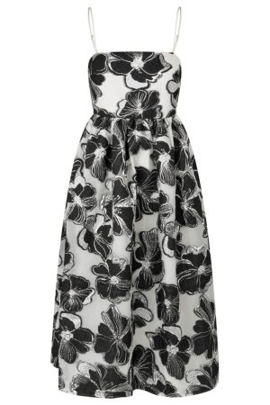 Stine Goya - Voluminous Gathered Midi Dress, 1608 Organza Jacquard - Anemone Jacquard