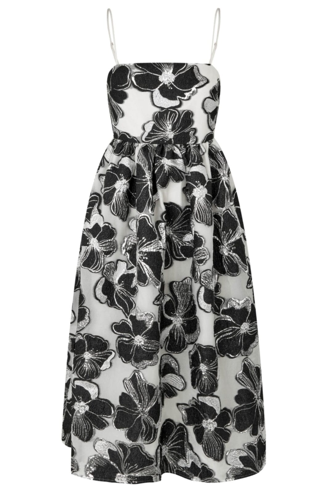 Stine Goya - Voluminous Gathered Midi Dress, 1608 Organza Jacquard - Anemone Jacquard