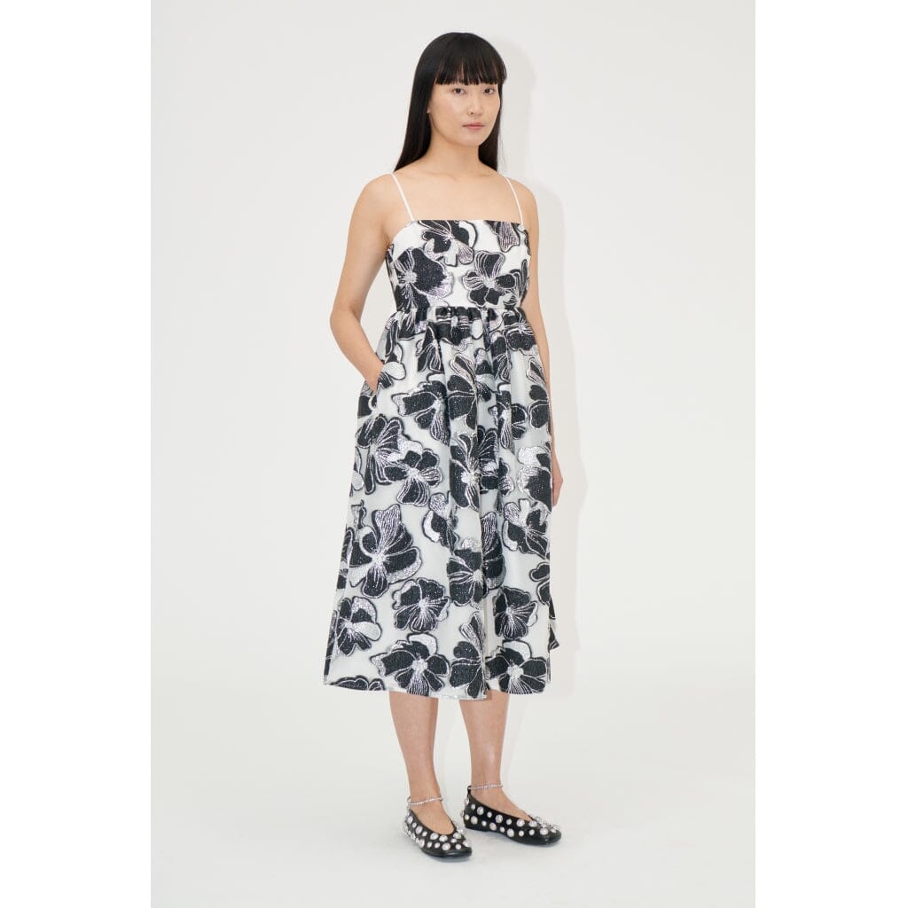 Stine Goya - Voluminous Gathered Midi Dress, 1608 Organza Jacquard - Anemone Jacquard