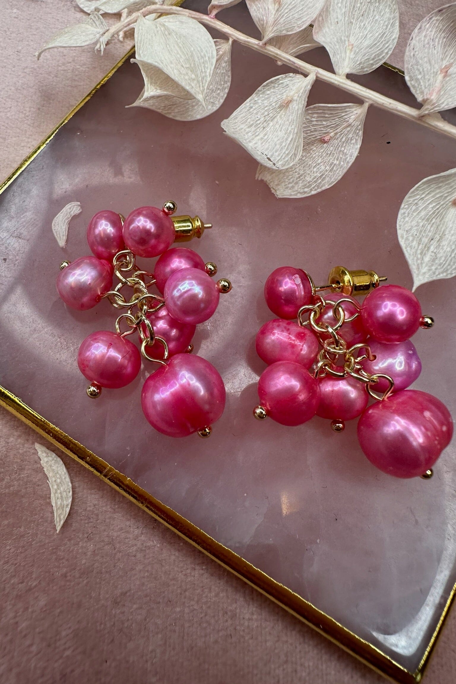 mellow-moon-golden-drops-earring-pink_2.jpg Mellow Moon - Golden Drops Earring - Pink