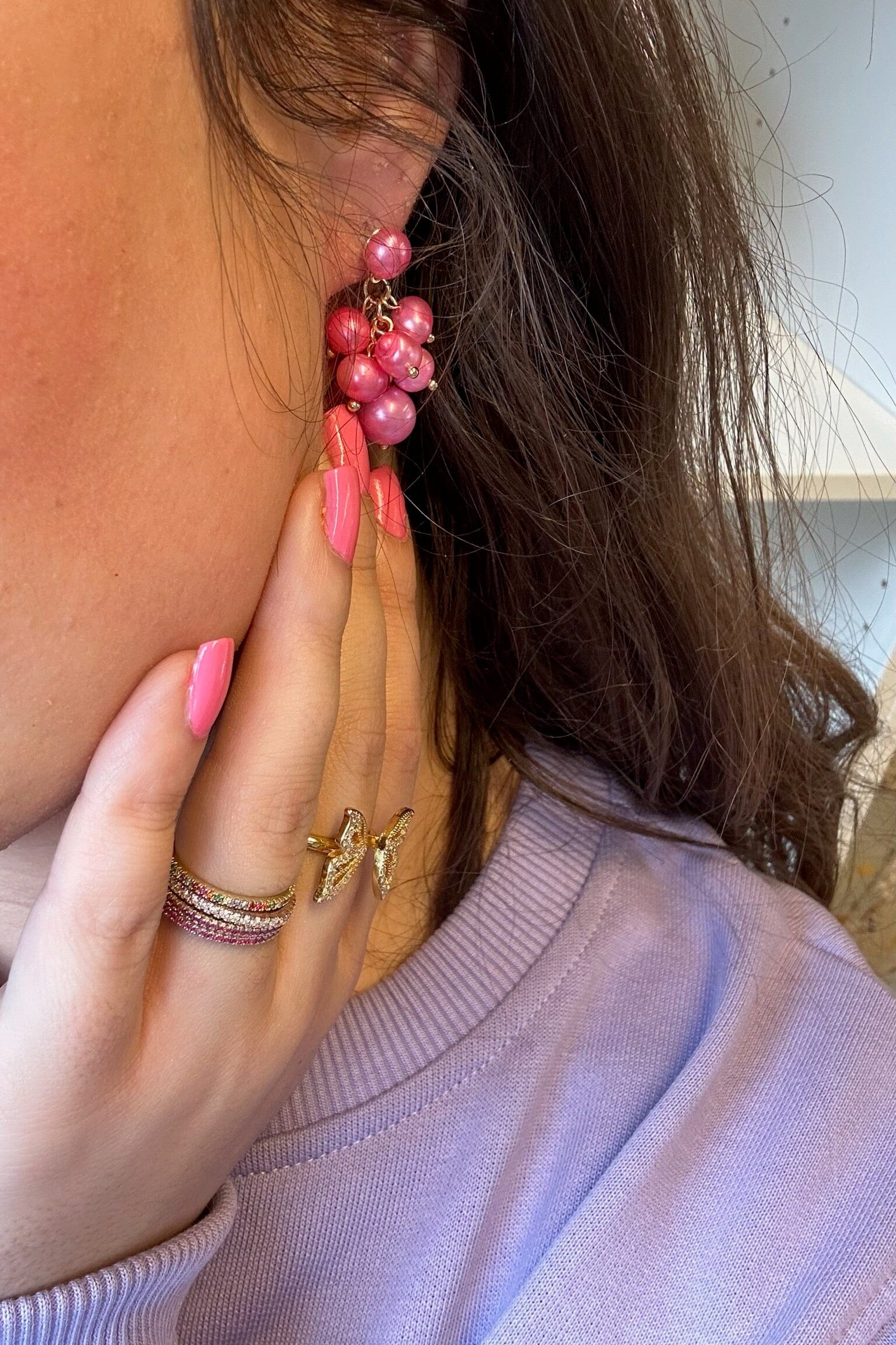 mellow-moon-golden-drops-earring-pink_3.jpg Mellow Moon - Golden Drops Earring - Pink