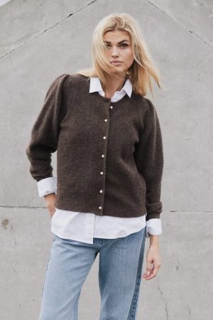 Neo Noir - Nuna Knit Cardigan - Brown Melange