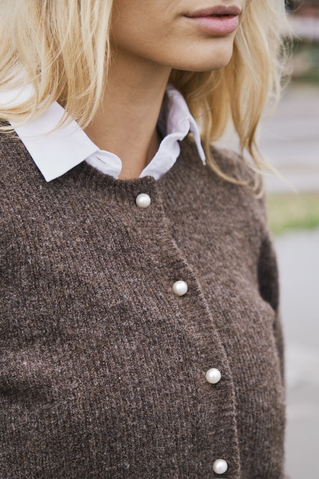 Neo Noir - Nuna Knit Cardigan - Brown Melange
